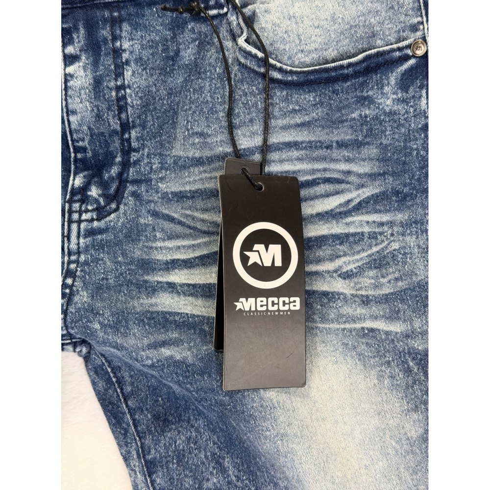 Mecca Mens Blue Wash Moto Biker Stretch Slim Fit Jeans 32x32 MC-MJ501 NWT - Picture 3 of 8